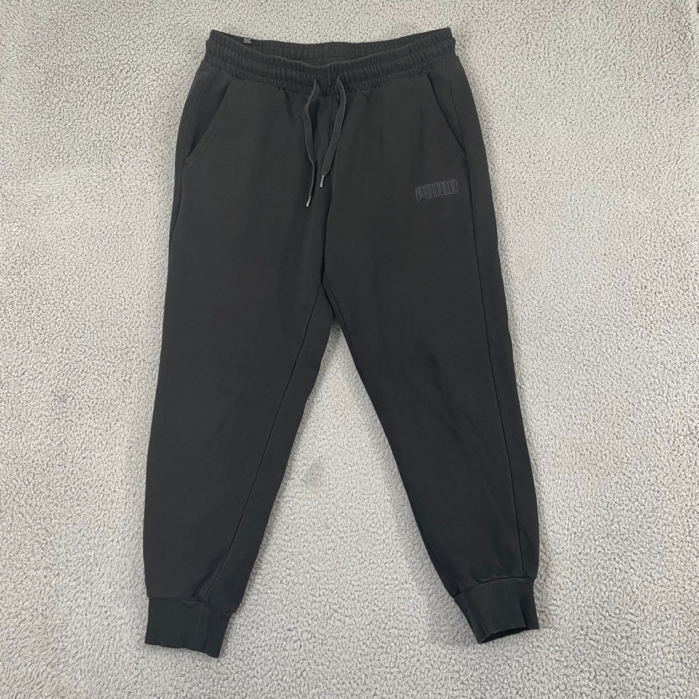 Puma Jogger Sweatpants Men L Black Athletic Sportswear Lounge Drawstring
